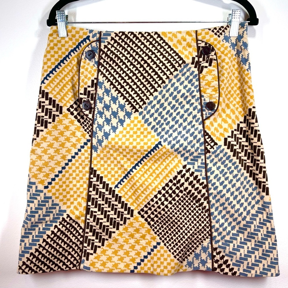 Maeve Skirt Women’s Size 4 Patchwork Houndstooth Velvet Mini Skirt